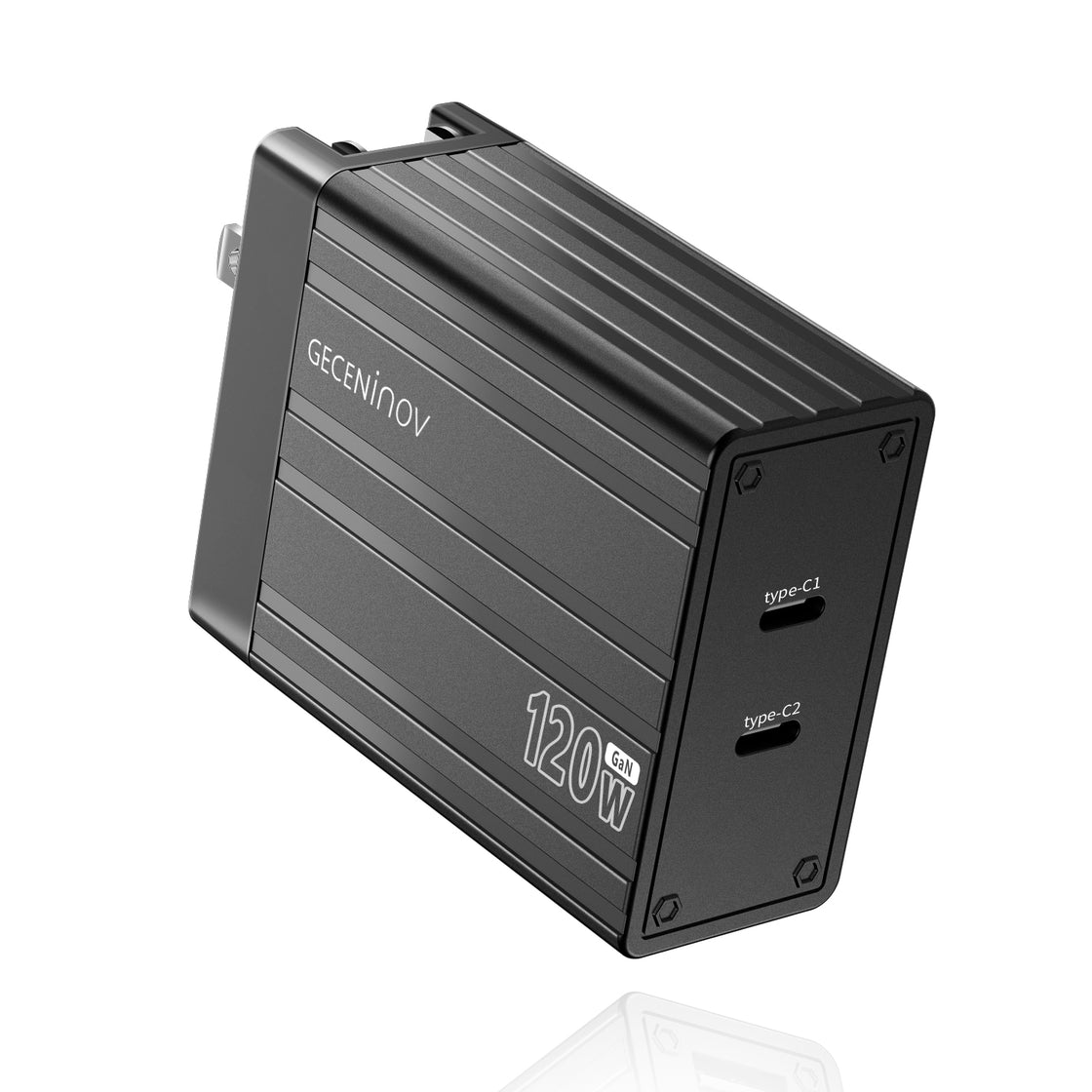 Geceninov 120W USB C  Fast Charging Block 2 Ports GaN Charger 2USB-C