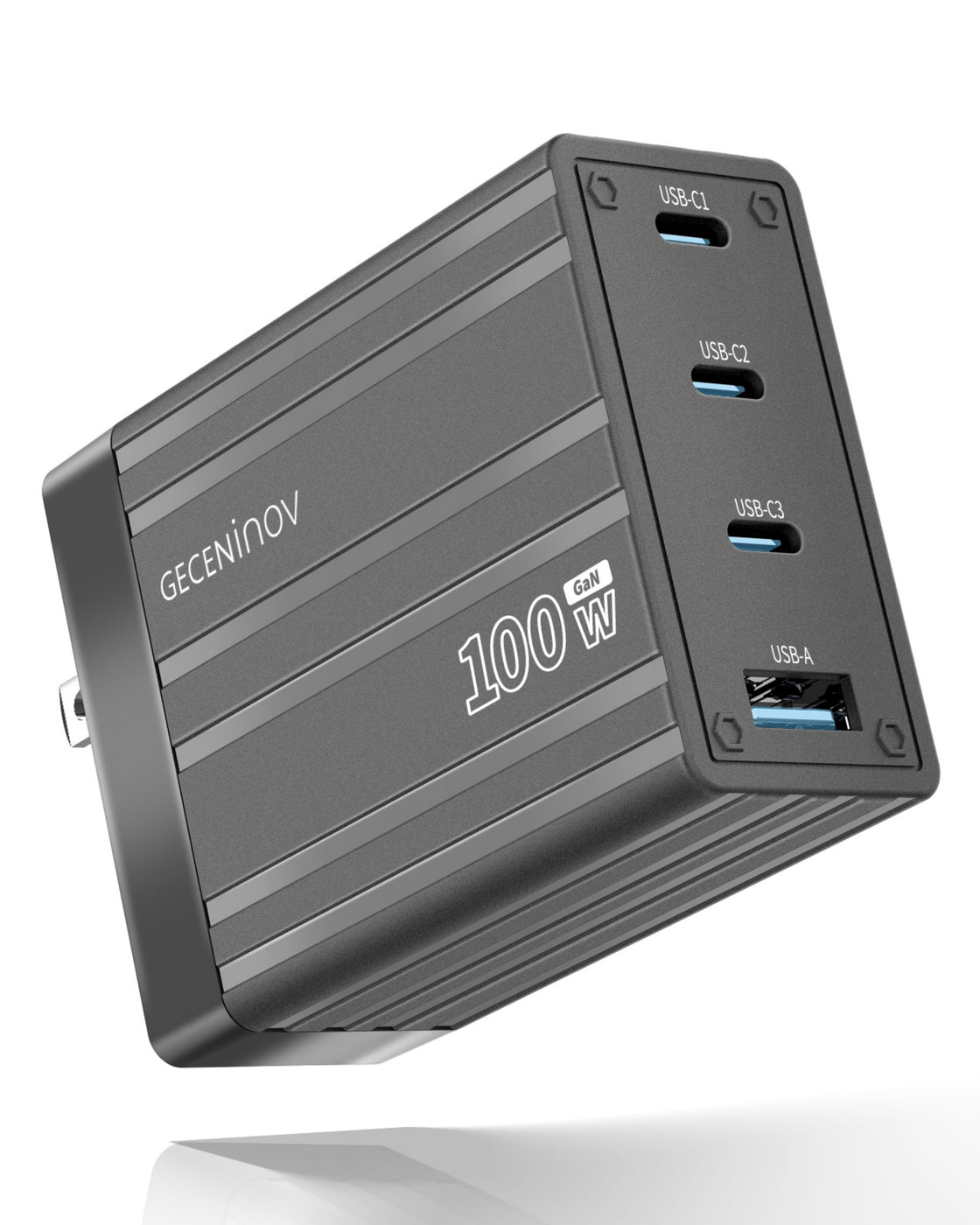 Geceninov 100W USB C  Fast Charging Block 4 Ports GaN Charger 1A+3C